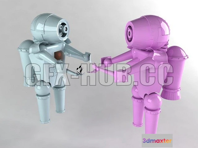 1188388 - PBR Game 3D Model - Robots in love