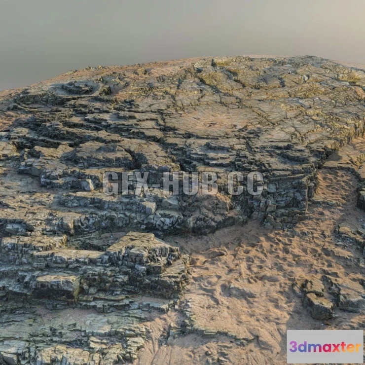 1188436 - PBR Game 3D Model - Rounded rocks at beach scan