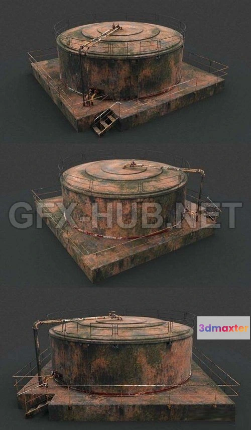 1188466 - PBR Game 3D Model - Rusted liquid storage