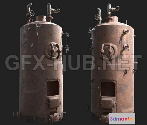 1188478 - PBR Game 3D Model - Rusty Boiler