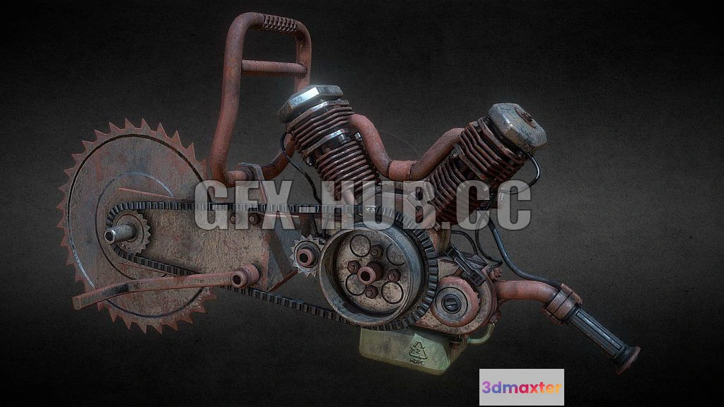 1188500 - PBR Game 3D Model - Salvaged cement-saw weapon