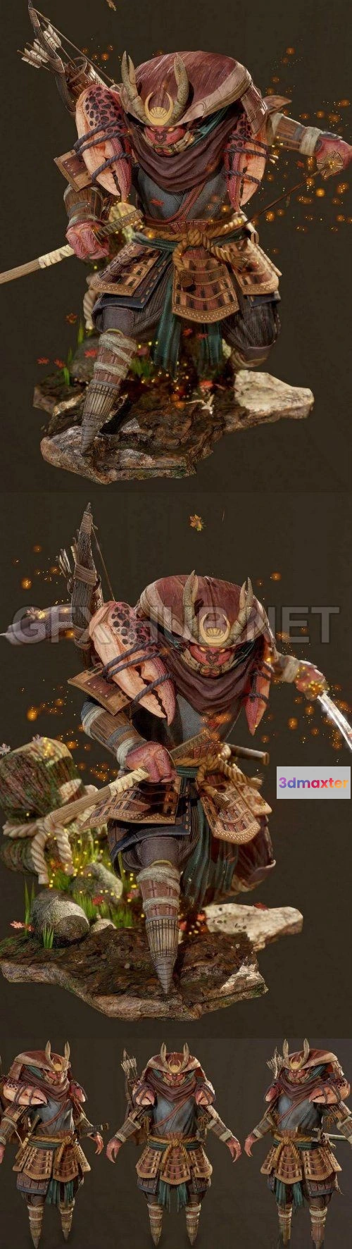 1188512 - PBR Game 3D Model - Samurai Crab (max, fbx, obj)