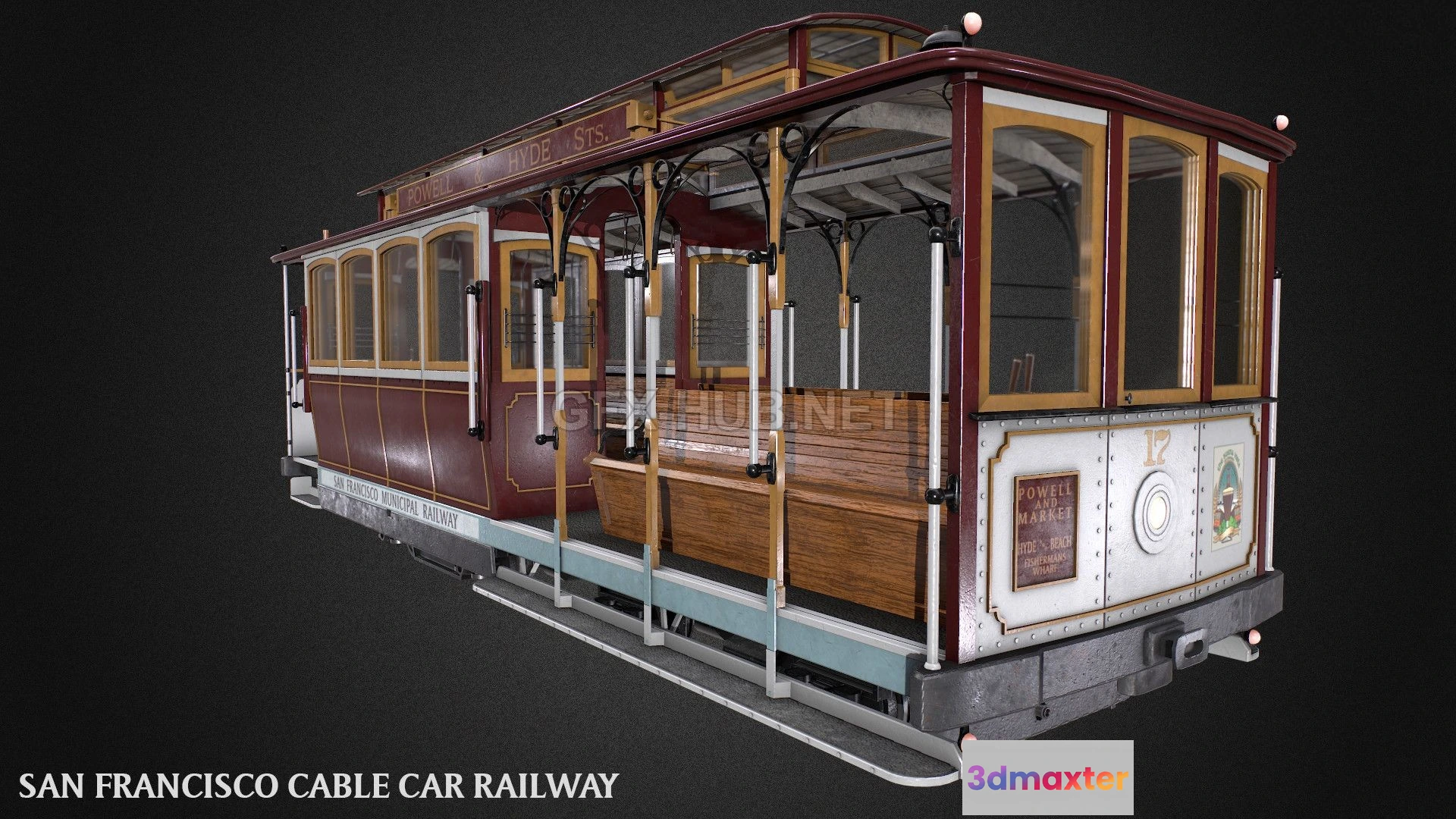 1188518 - PBR Game 3D Model - San Francisco Classic Cable Car Railway
