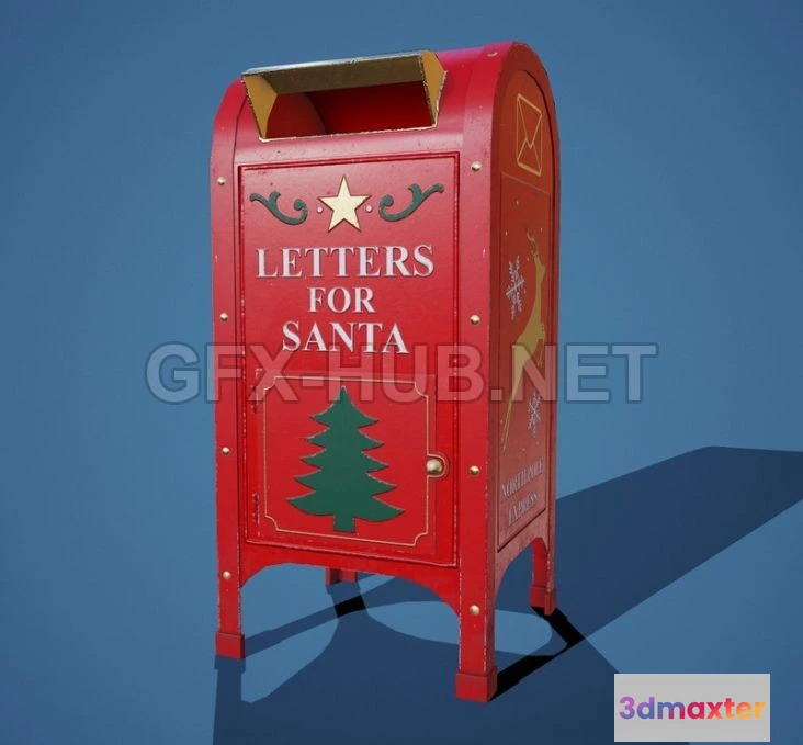 1188524 - PBR Game 3D Model - Santa Post Box