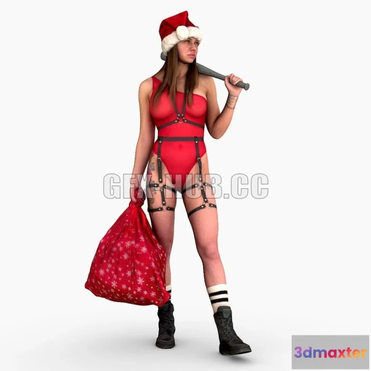 1188526 - PBR Game 3D Model - Santas Bad Girl Coming To You