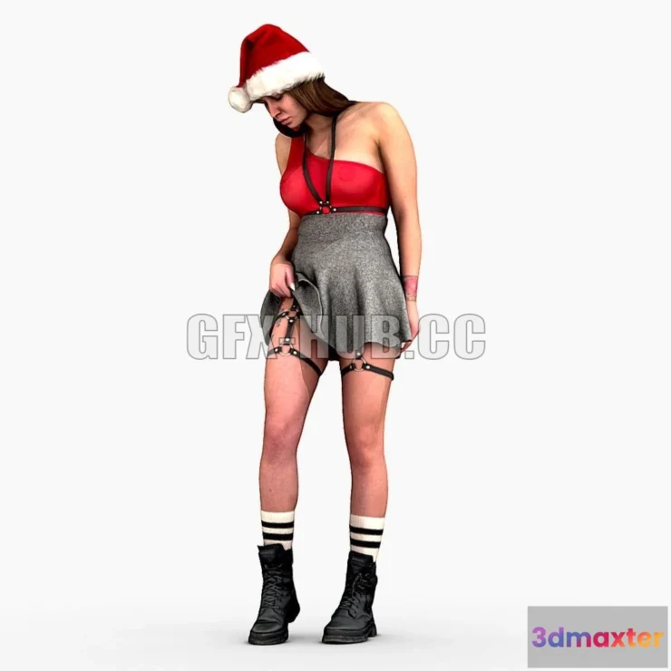 1188528 - PBR Game 3D Model - Santas Bad Girl