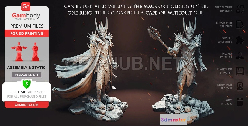 1188538 - PBR Game 3D Model - Sauron 3D Printing Figurine