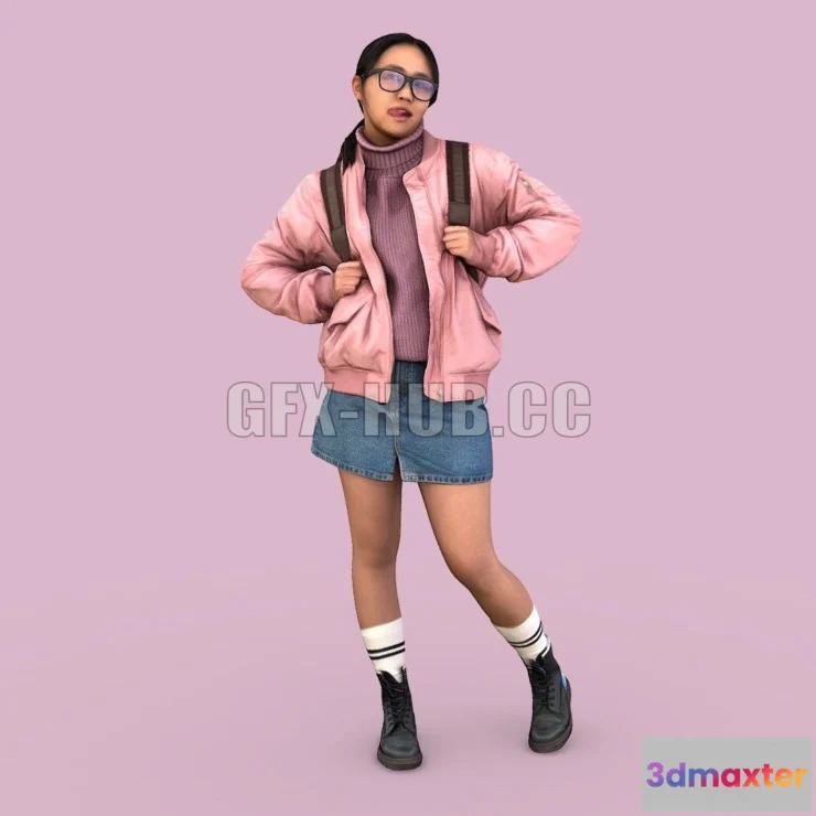 1188552 - PBR Game 3D Model - Schoolgirl