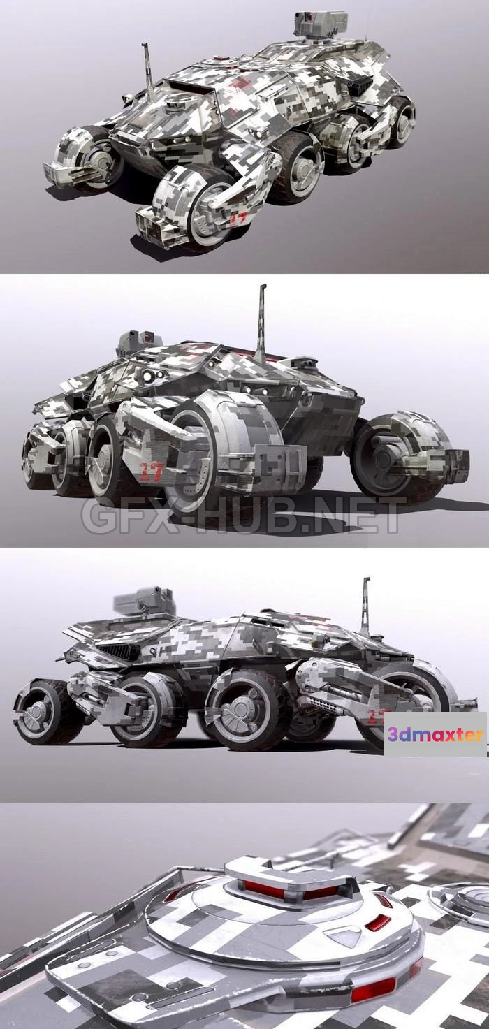 1188564 - PBR Game 3D Model - Sci Fi Military Armor Vehicle