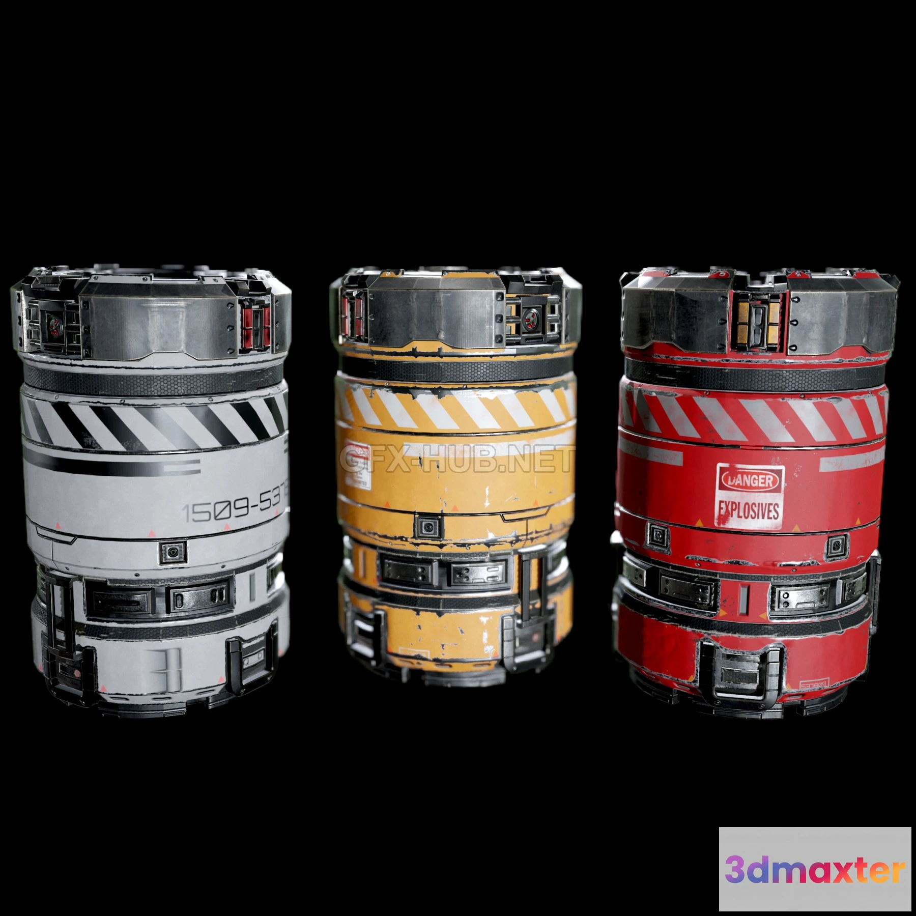 1188578 - PBR Game 3D Model - Sci-Fi Barrel