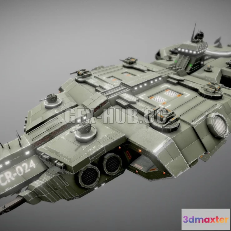 1188582 - PBR Game 3D Model - Sci-fi Carrier with 3 Turret Types