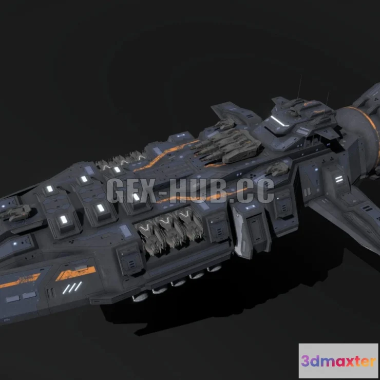 1188592 - PBR Game 3D Model - Scifi Destroyer Firewing