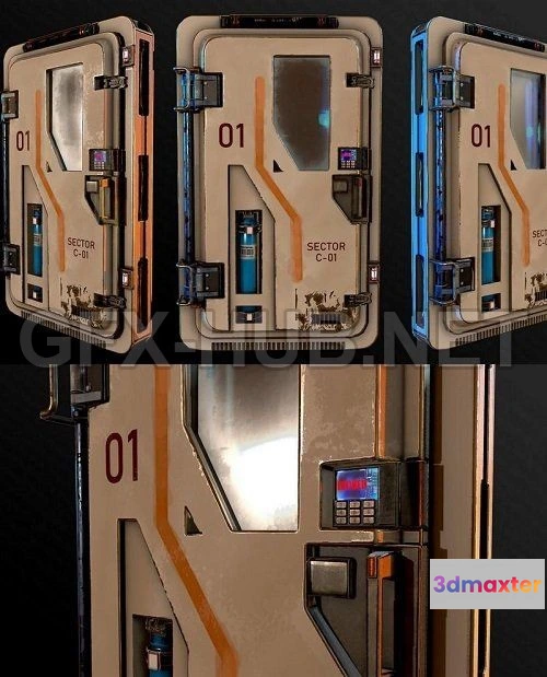 1188594 - PBR Game 3D Model - Sci-Fi Door (max, fbx, obj)