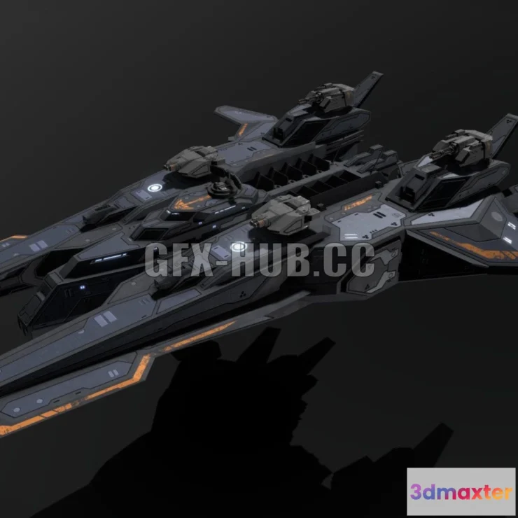 1188604 - PBR Game 3D Model - Scifi Frigate Sunfire
