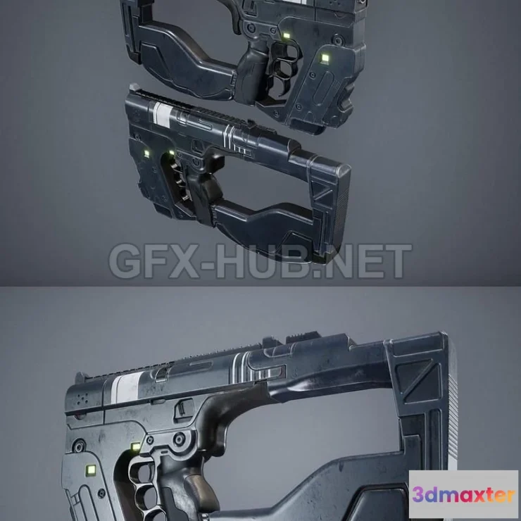 1188616 - PBR Game 3D Model - Sci-Fi Handgun