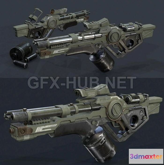 1188644 - PBR Game 3D Model - SciFI Rifle Concept