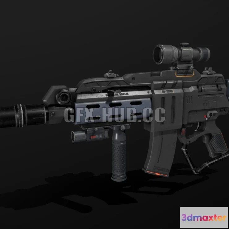 1188646 - PBR Game 3D Model - Scifi Rifle MAK223