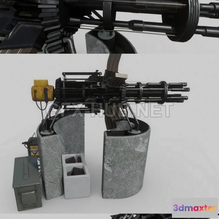 1188680 - PBR Game 3D Model - Scrap Gatling Gun