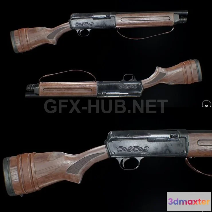 1188768 - PBR Game 3D Model - Shotgun Model 11 Remington