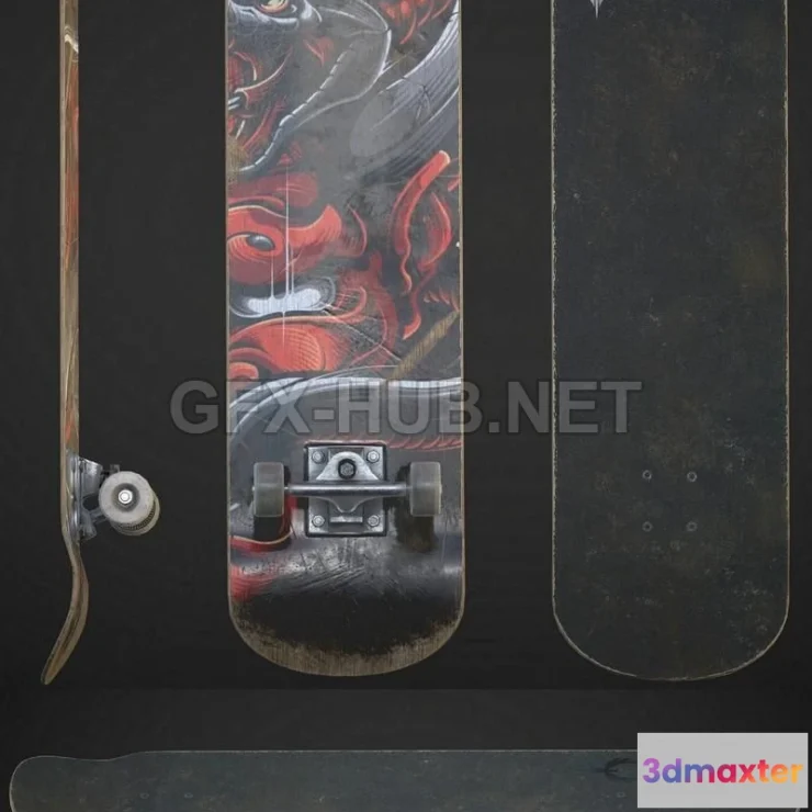1188800 - PBR Game 3D Model - Skateboard