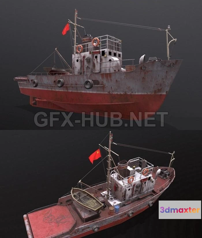 1188818 - PBR Game 3D Model - Small fishing seiner MRS80