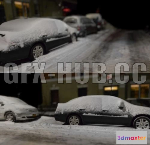 1188862 - PBR Game 3D Model - Snowed street in Bushwick, Brooklyn PBR