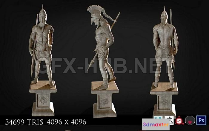1188946 - PBR Game 3D Model - Spartan statue PBR