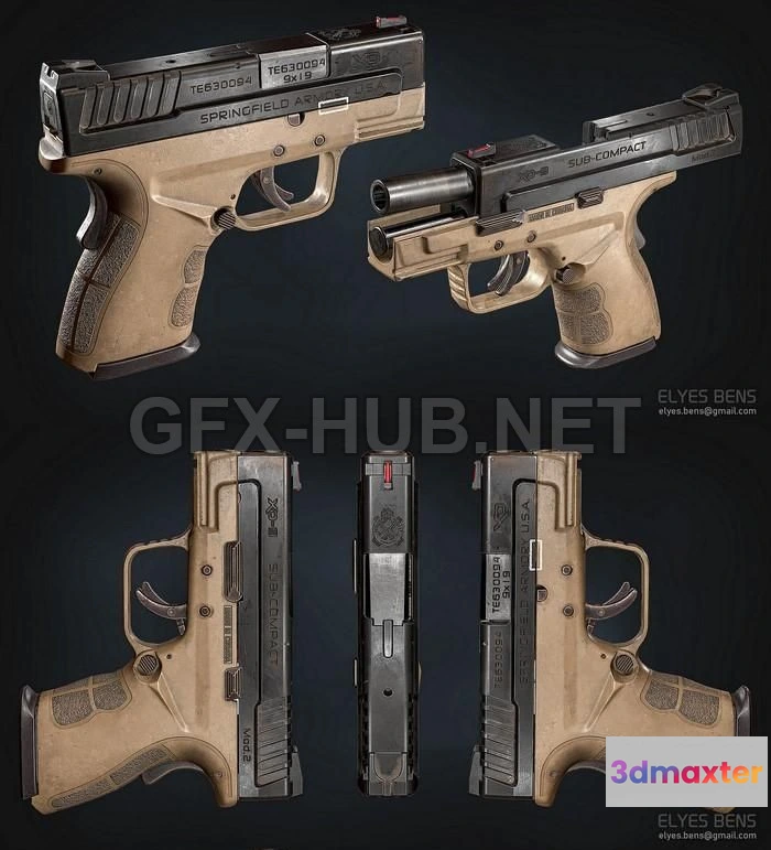 1188994 - PBR Game 3D Model - Springfield XD Mod-02 HANDGUN