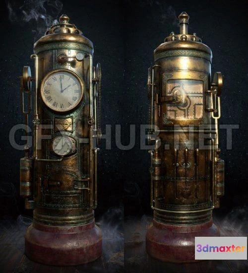 1189054 - PBR Game 3D Model - Steampunk Clock