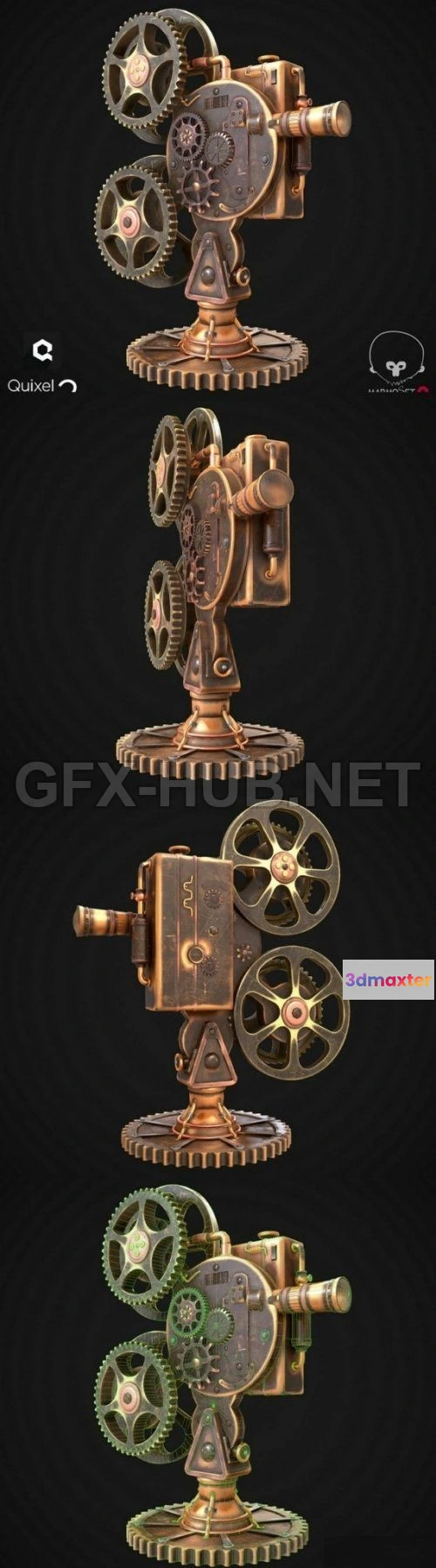 1189070 - PBR Game 3D Model - Steampunk Projector PBR