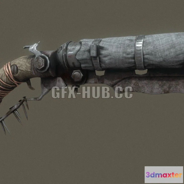 1189074 - PBR Game 3D Model - Steampunk weapon