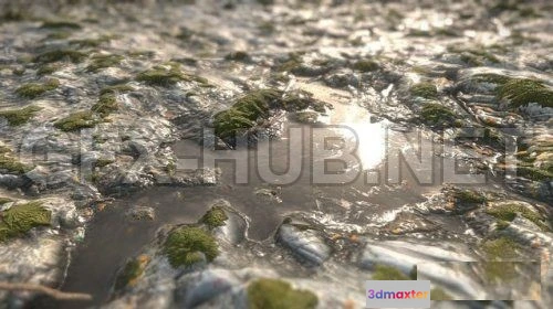 1189096 - PBR Game 3D Model - Stone Oxy Moss Water (fbx, tex)