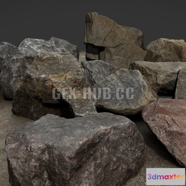 1189106 - PBR Game 3D Model - Stones Pack Vol2