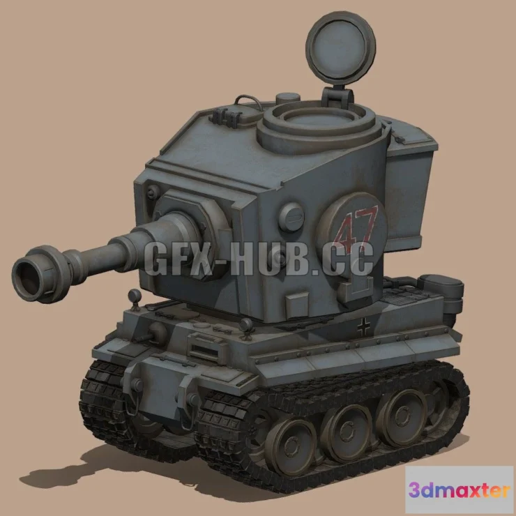 1189128 - PBR Game 3D Model - Stylized cartoon Tiger Tank