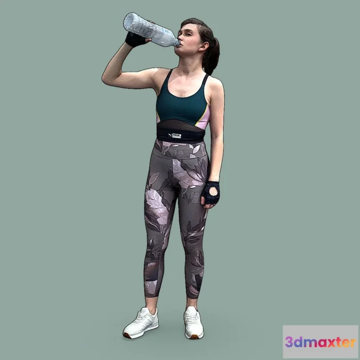 1189130 - PBR Game 3D Model - Stylized Fitness Character Drinking