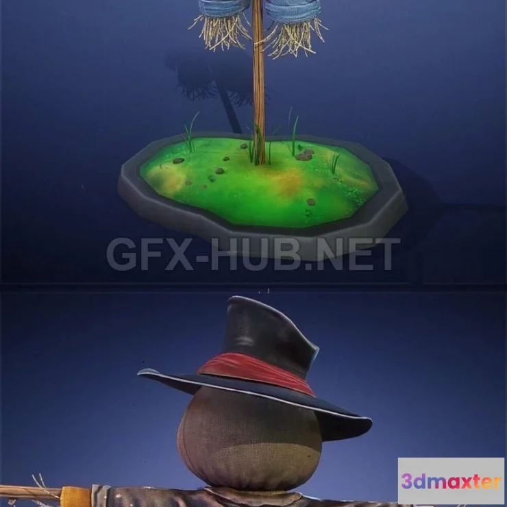 1189136 - PBR Game 3D Model - Stylized Scarecrow