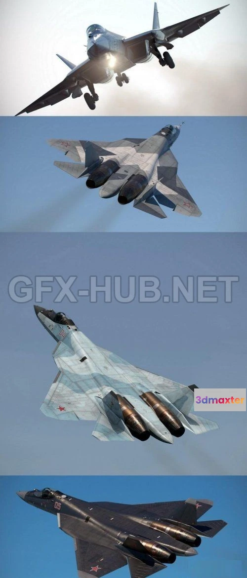 1189154 - PBR Game 3D Model - Sukhoi SU57 PBR