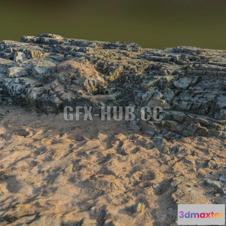 1189162 - PBR Game 3D Model - Sunny Rocks and Sand scan