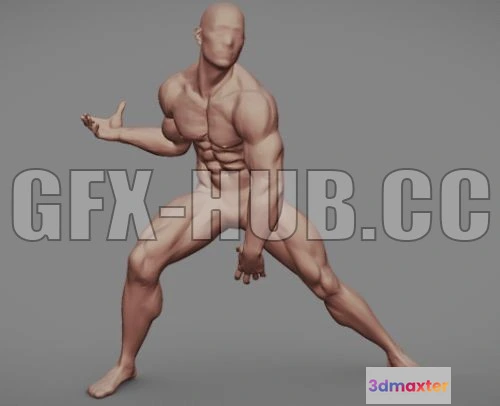 1189172 - PBR Game 3D Model - Superhero men Figure Pose