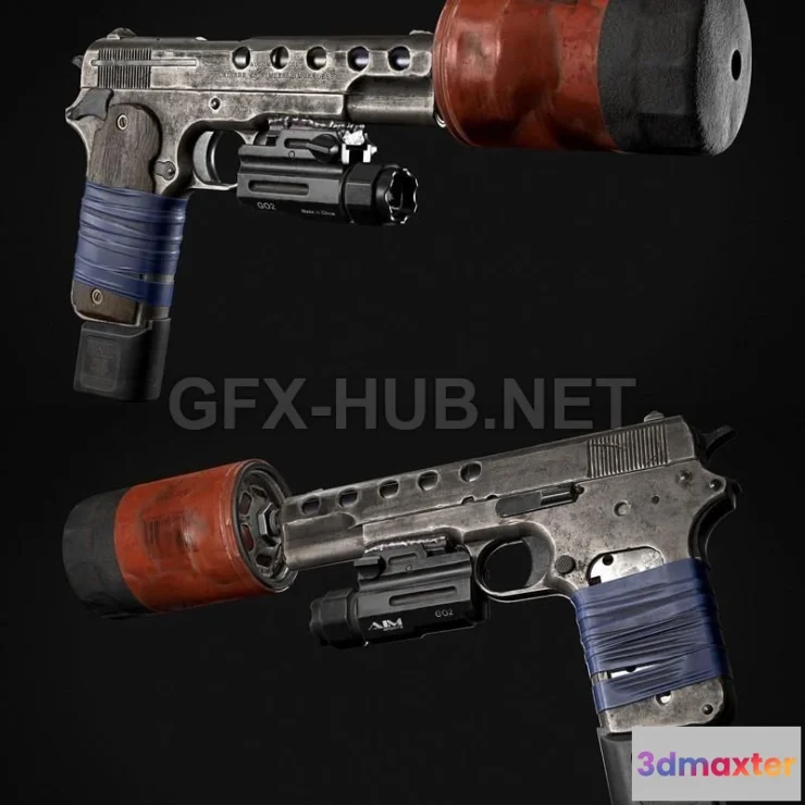 1189176 - PBR Game 3D Model - Suppressed 1909 Colt