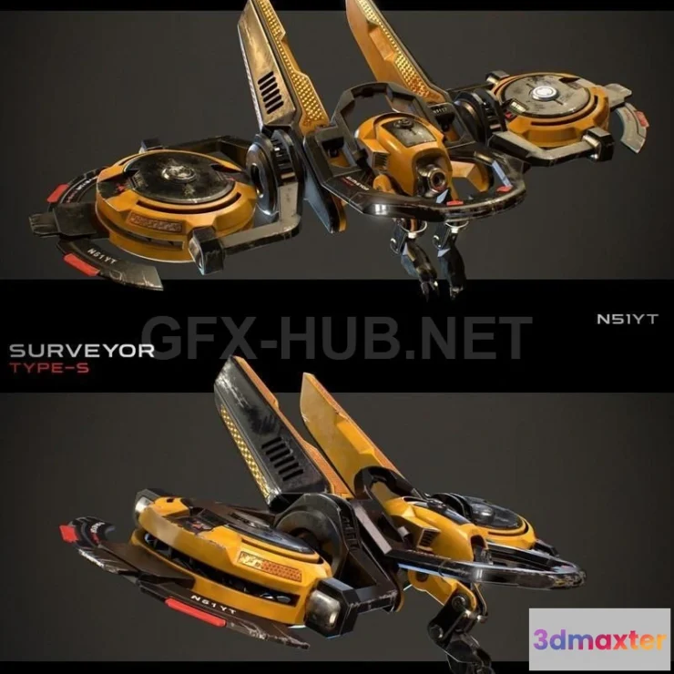 1189180 - PBR Game 3D Model - Surveyor Drone Type-S
