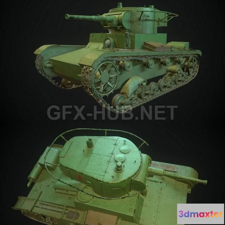 1189228 - PBR Game 3D Model - Tank T-26