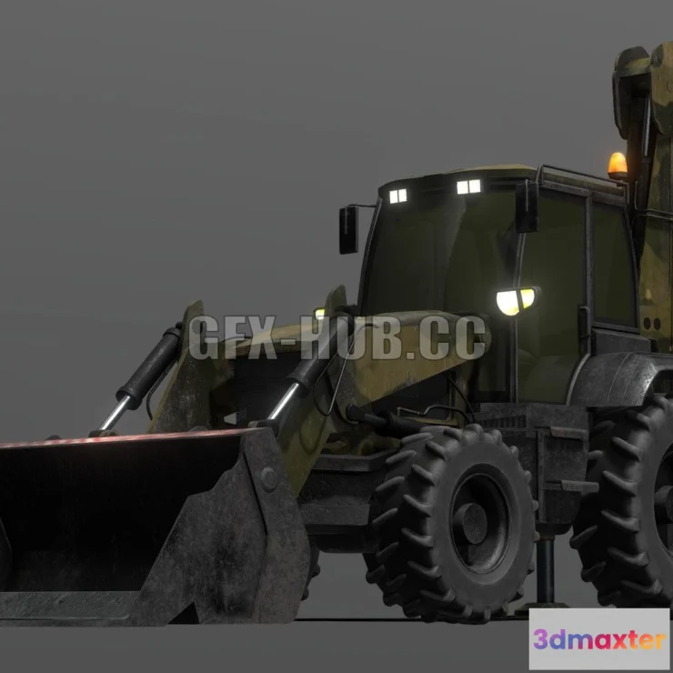 1189424 - PBR Game 3D Model - Tractor Excavator Model 01 (Military version)