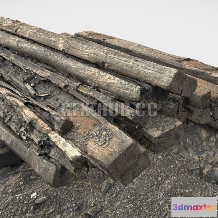 1189428 - PBR Game 3D Model - Train Track Underlays Old