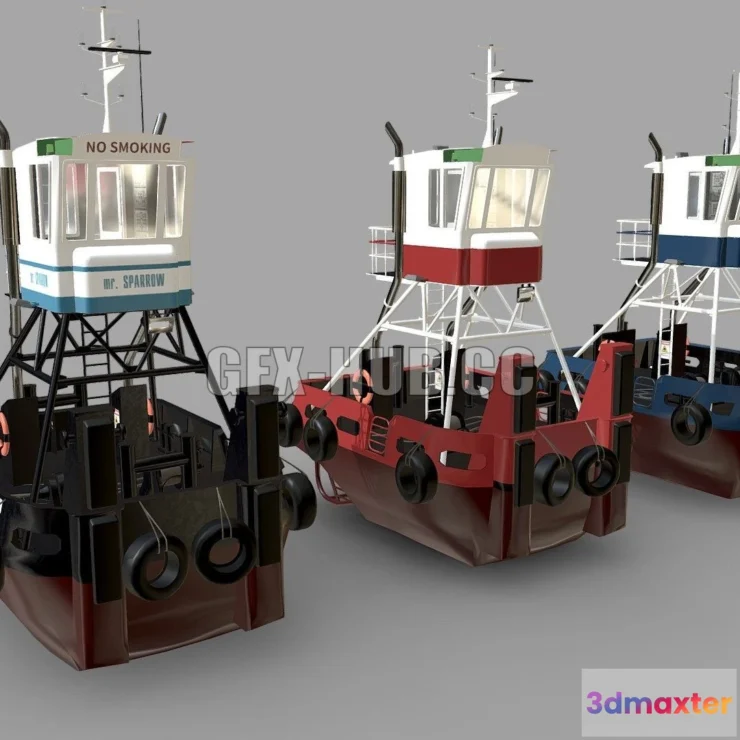 1189466 - PBR Game 3D Model - Truckable Push Boats