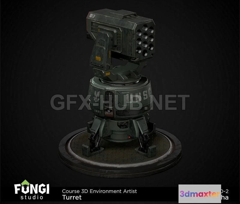 1189484 - PBR Game 3D Model - Turret