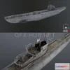 1189512 - PBR Game 3D Model - U-Boot Submarine - Type-7C U-995