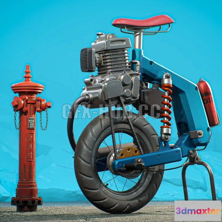 1189530 - PBR Game 3D Model - Unicycle with motor PBR