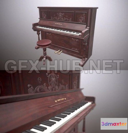 1189536 - PBR Game 3D Model - Upright piano