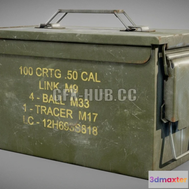1189556 - PBR Game 3D Model - Used millitary Ammo box M2A1